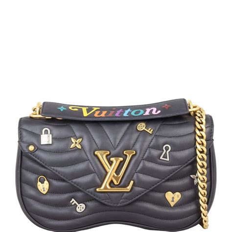 louis vuitton new wave mm chain bag love lock|LOUIS VUITTON Calfskin Love Lock New Wave Chain MM Black .